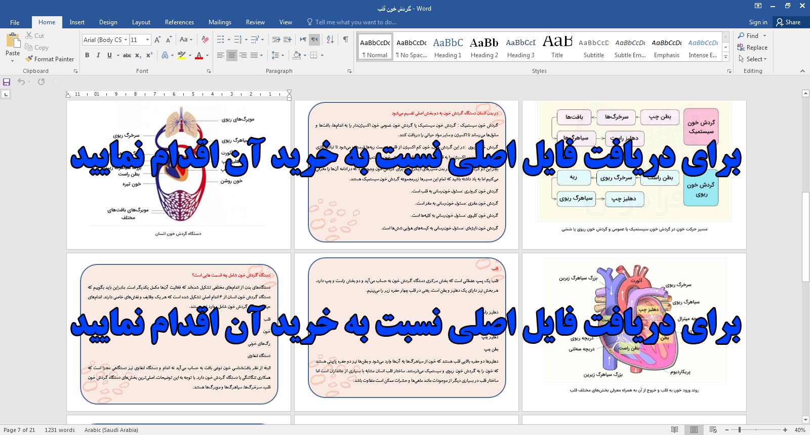 دانلود طرح جابر دستگاه گردش خون قلب